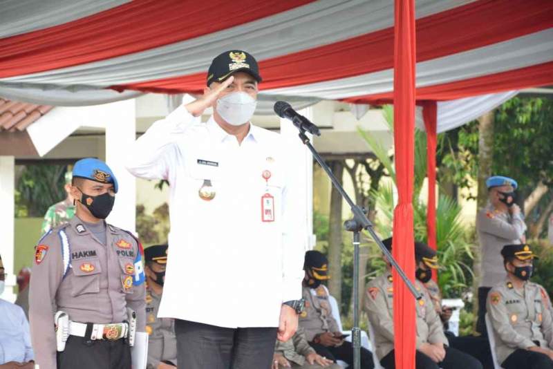 Bupati Zaki Jadi Inspektur Pada Apel Operasi Ketupat Maung 2021