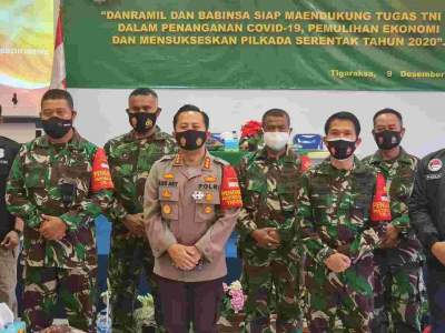 Foto : Apel Danramil dan Babinsa, Kapolresta Tangerang Sampaikan Pentingnya Sinergisitas dalam Penanggulangan Covid-19