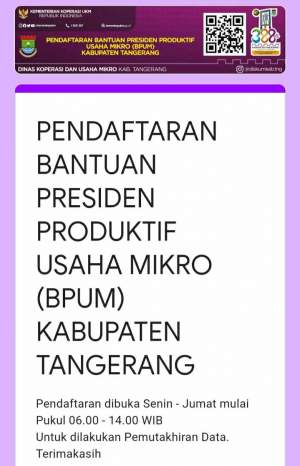 Foto : Dinas Koperasi Dan Usaha Mikro Kabupaten Tangerang Pastikan Pendaftaran BPUM Gratis 