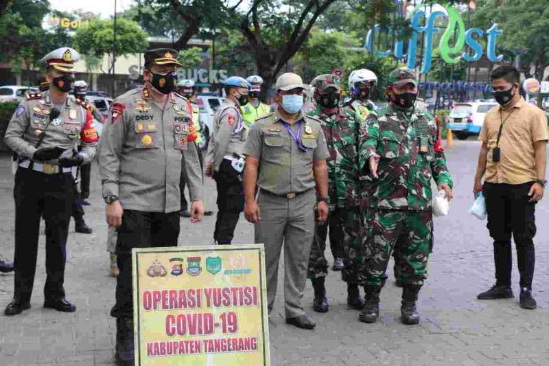 Disiplinkan Masyarakat, Polresta Tangerang, Pemkab, dan Kodim Tigaraksa Gelar Operasi Yustisi