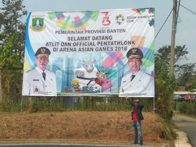 Spanduk Asian Games milik Pemprov Banten yang salah penulisan.