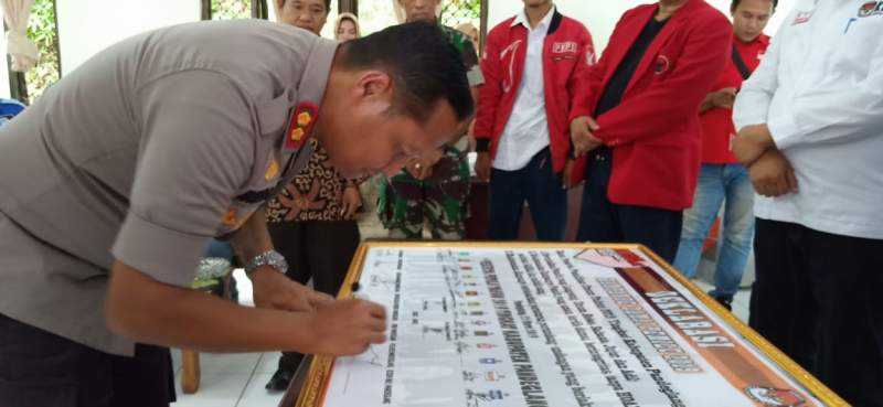 Bertempat di Aula KPU, Polres Pandeglang Hadiri Deklarasi Kampanye Damai Pemilu 2019