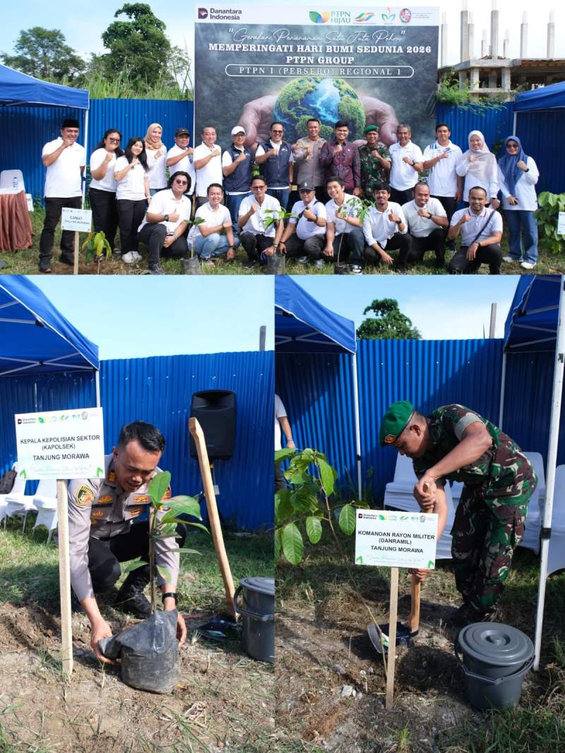 PTPN I Regional 1 dan Forkopimcam Tanjung Morawa Tanam 300 Pohon Peringati Hari Bumi dan HUT Deli Serdang ke-80