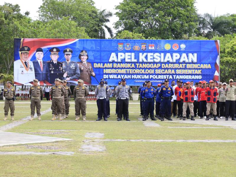 Pemkab Tangerang Bersama Polresta Tangerang Gelar Apel Kesiapan Tanggap Darurat Bencana Hidrometeorologi