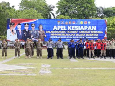 Pemkab Tangerang Bersama Polresta Tangerang Gelar Apel Kesiapan Tanggap Darurat Bencana Hidrometeorologi