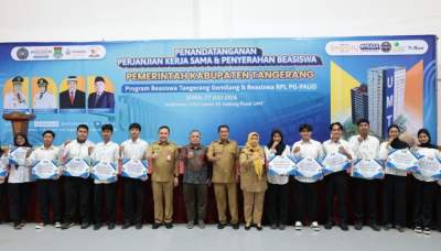 Bupati Tangerang Saksikan Penandatanganan Kerja Sama Beasiswa Tangerang Gemilang