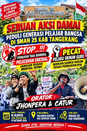 Alumni SMAN 25 Bermunculan, Aliansi Sepatan Raya Desak Oknum Guru Dipecat