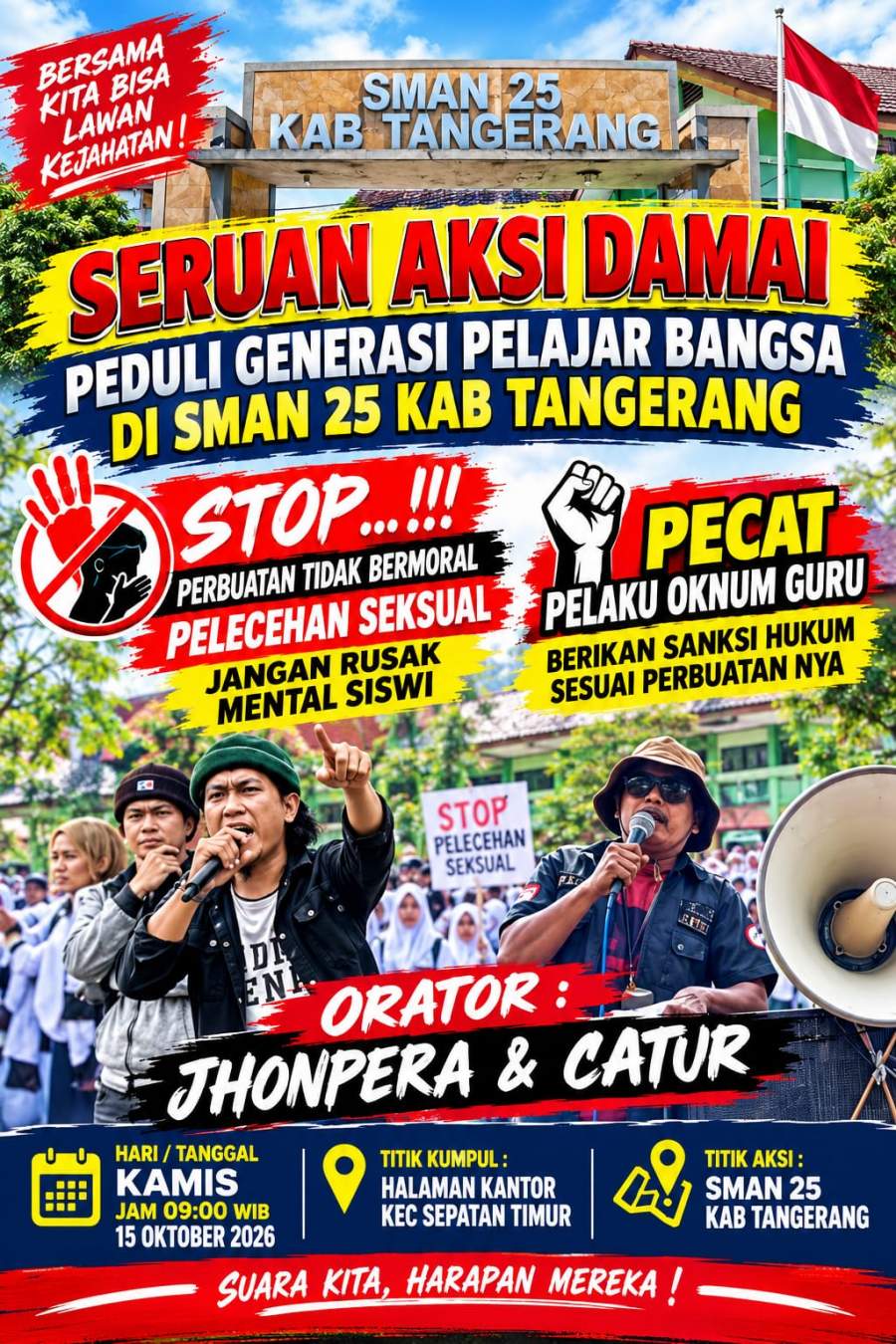 Alumni SMAN 25 Bermunculan, Aliansi Sepatan Raya Desak Oknum Guru Dipecat