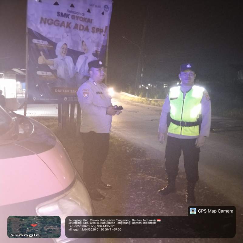 Patroli Malam, Polsek Cisoka Perketat Pengamanan dan Antisipasi Gangguan Kamtibmas