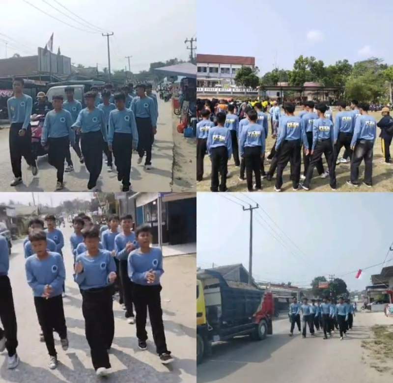 Gerak Jalan Pelajar Meriahkan HUT ke-81 RI di Banjarsari, PKBM Harapan Bangsa Turut Berpartisipasi