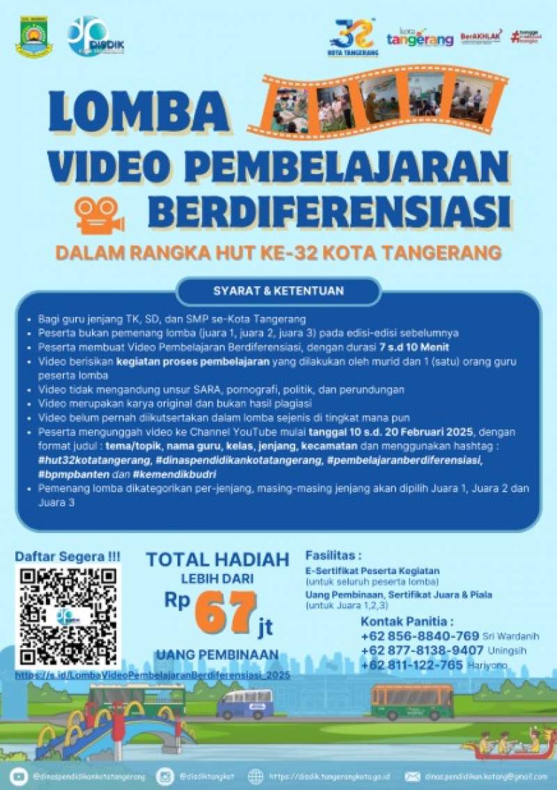 Disdik Gelar Lomba Video Pembelajaran Berdiferensiasi Sambut HUT Ke-32 Kota Tangerang