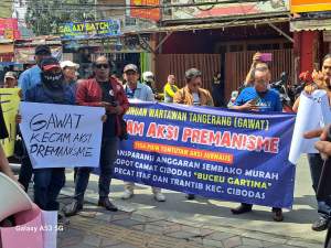 Aliansi Media Tangerang Raya Demo, Kecam Tindakan Arogan Trantib Cibodas