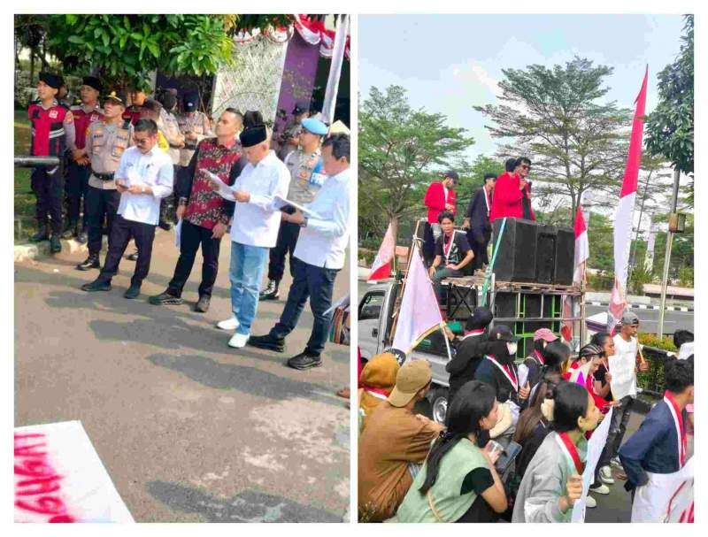 MAHASISWA GMNI GELAR AKSI, LAYANGKAN 10 TUNTUTAN KEPADA DPRD KABUPATEN TANGERANG