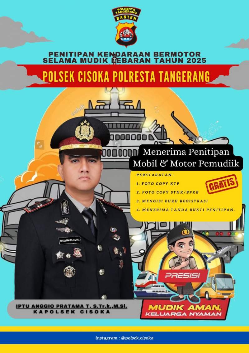 Polsek Cisoka Terima Penitipan Kendaraan Motor Dan Mobil Pemudik