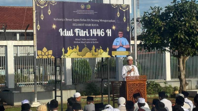 Lapas Kelas IIA Serang Gelar Sholat Idul Fitri dan Berikan Remisi kepada Ratusan Warga Binaan