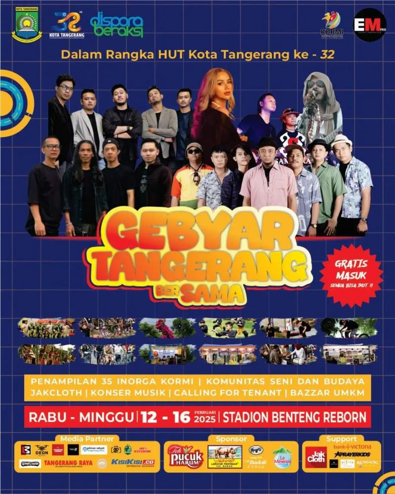 Yuk, Ramaikan Gebyar Tangerang Bersama! Ada 35 Inorga Tradisional, Konser Musik, dan Bazar UMKM Menanti