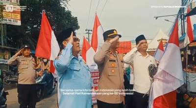 Bentuk Penghormatan, KUA Cisoka Berikan Seribu Bendera